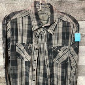 Mens Dark & Light Grey Plaid Long Sleeve Casual URBAN HERITAGE M Shirt EUC